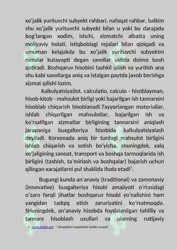 Mahsulot tannarxini kalkulyatsiya qilish 3