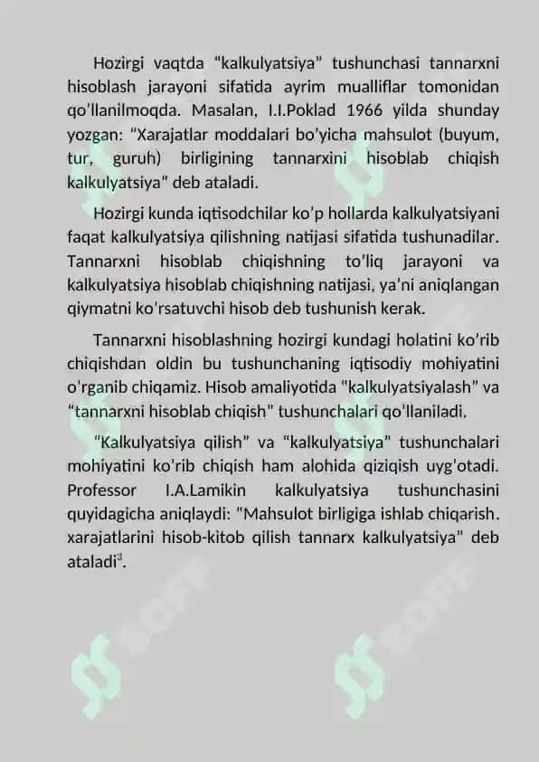 Mahsulot tannarxini kalkulyatsiya qilish 8