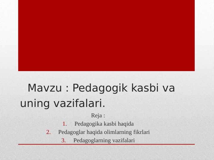 Pedagogik kasbi va uning 1