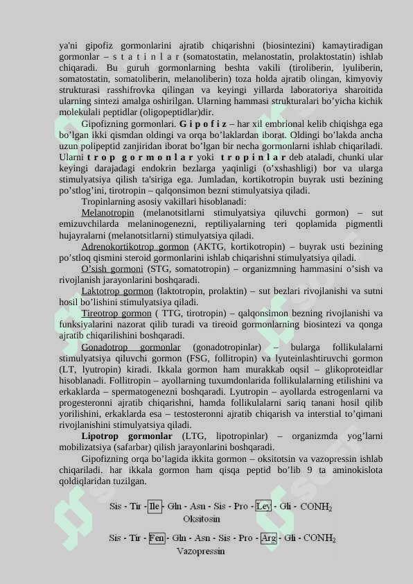 Gormonlar: tuzilishi hossalari va biologik funksiyalari 3