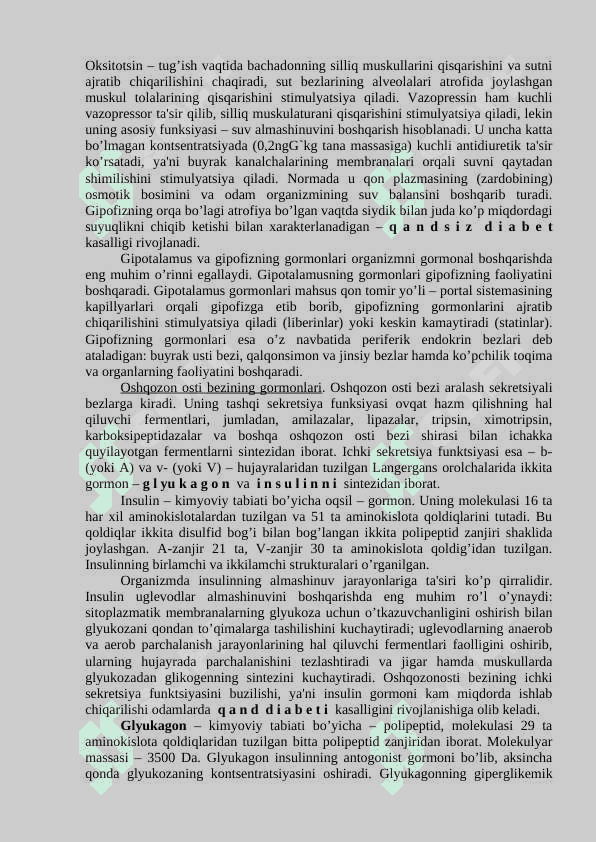Gormonlar: tuzilishi hossalari va biologik funksiyalari 4