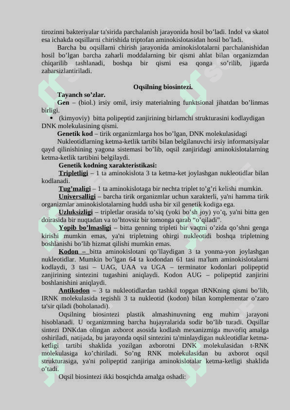 Oqsillar va nuklein kislotalarning almashinuvi 4
