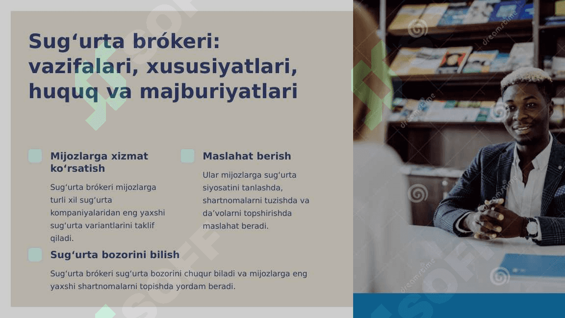 Sugʻurta bozorining professional ishtirokchilari va ularga tavsifnoma 3