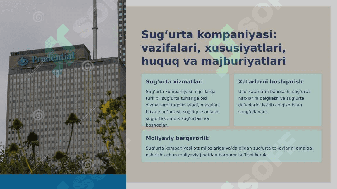 Sugʻurta bozorining professional ishtirokchilari va ularga tavsifnoma 4