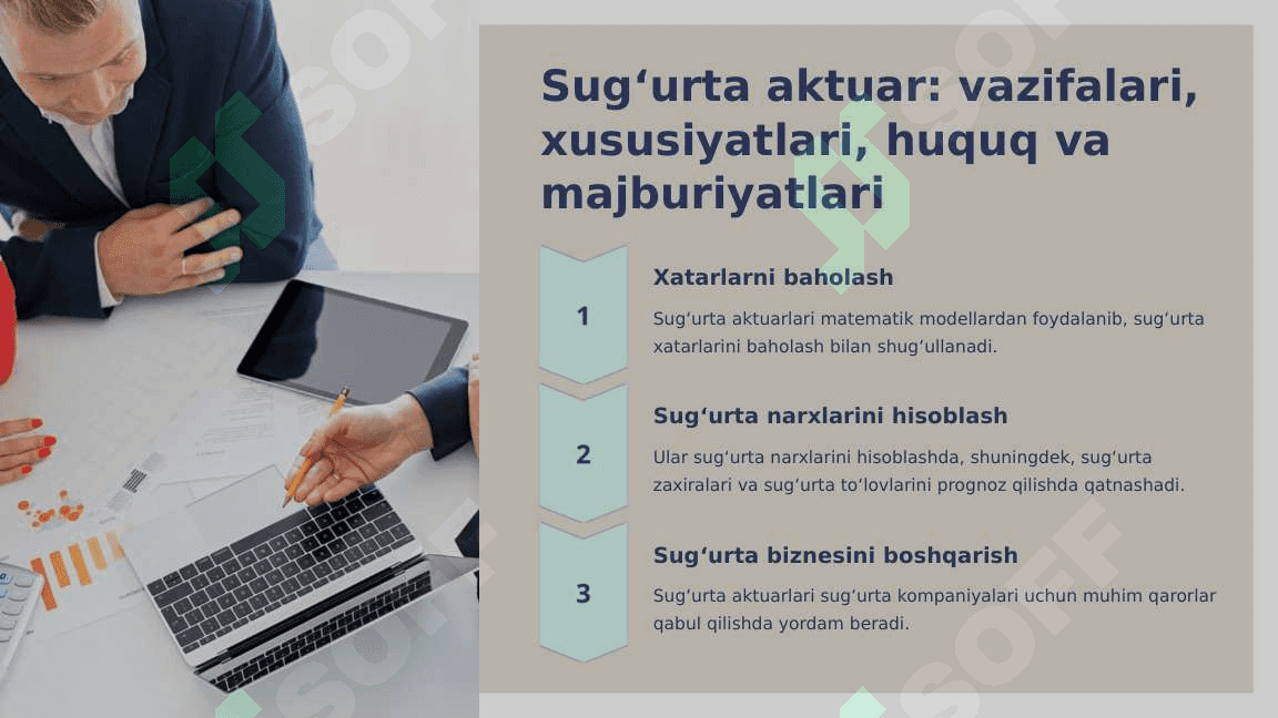 Sugʻurta bozorining professional ishtirokchilari va ularga tavsifnoma 7
