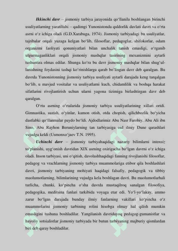 Jismoniy tarbiya, sport nazariyasi va uslubiyati faning rivojlanish tarixi hamda uning boshqa tarbiya turlari bilan aloqadorligi 2