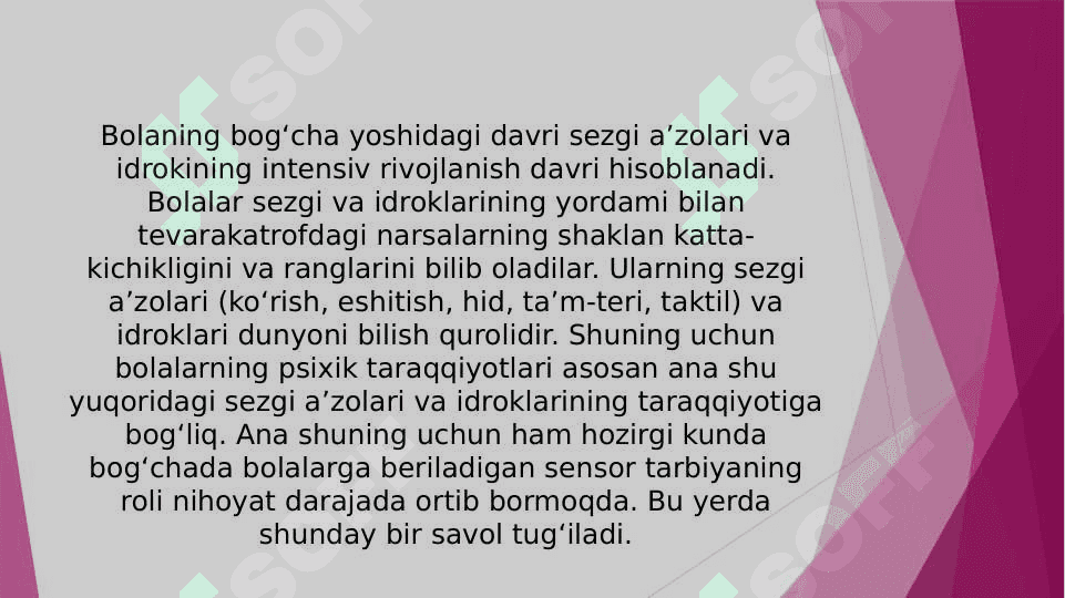 Aqliy rivojlanishda nuqsoni boʻlgan bolalarda sezgi va idrokning rivojlanishi 3