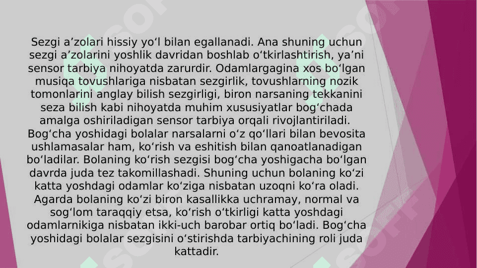 Aqliy rivojlanishda nuqsoni boʻlgan bolalarda sezgi va idrokning rivojlanishi 4