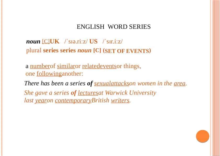 ENGLISH  WORD SERIES
