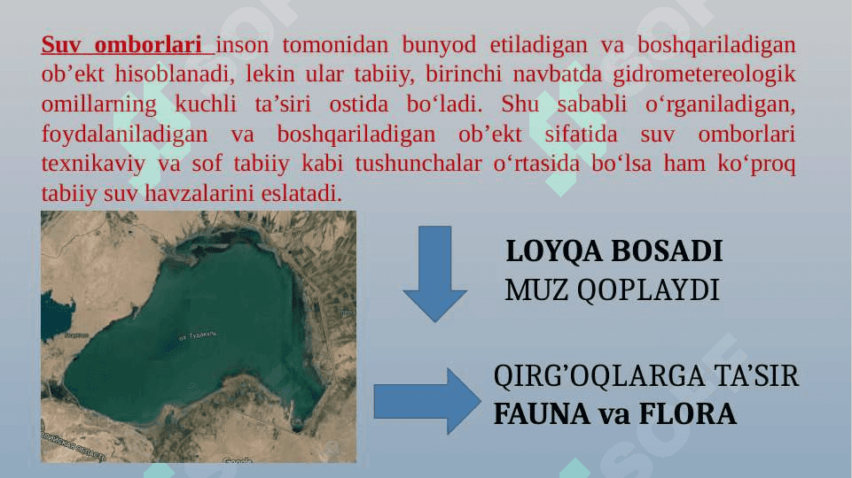 SUV OMBORLARI. ULARNING AHAMIYATI, JOYLASHISHI, ROSTLASH USULI 4