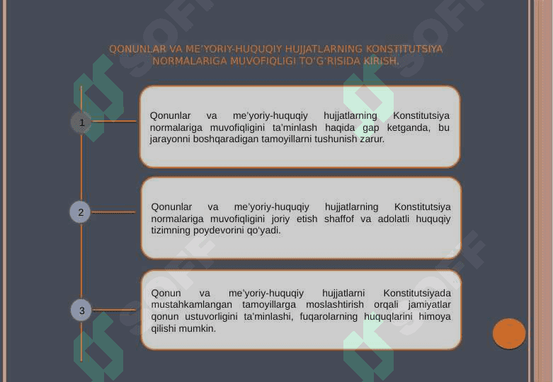 Qonun va normativ-huquqiy hujjatlarning Konstitutsiya normalariga muvofiqligi 3