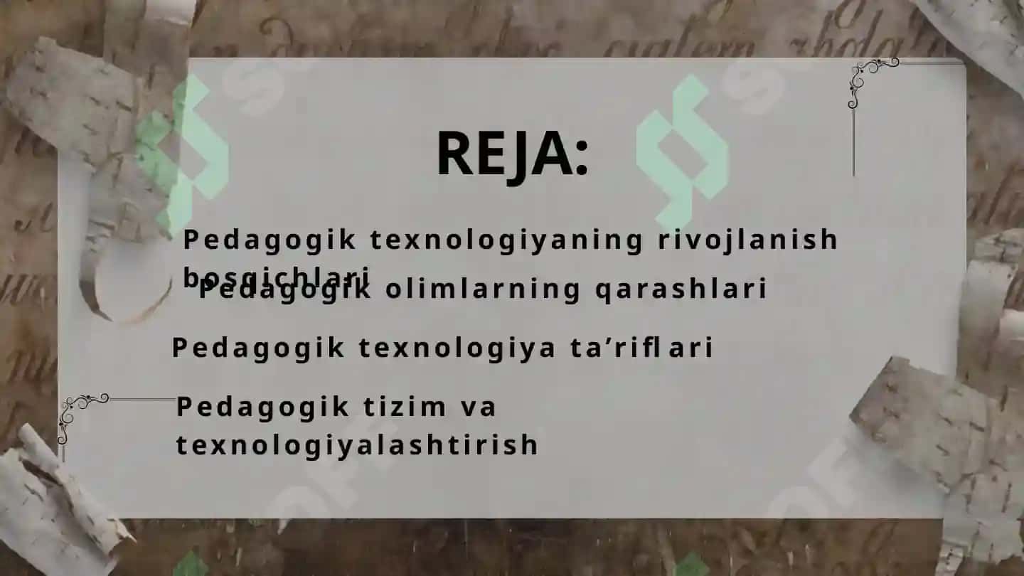 PEDAGOGIK OLIMLARNING "PEDAGOGIK TEXNOLOGIYA " RIVOJLANISHIDAGI QARASHLARI 2