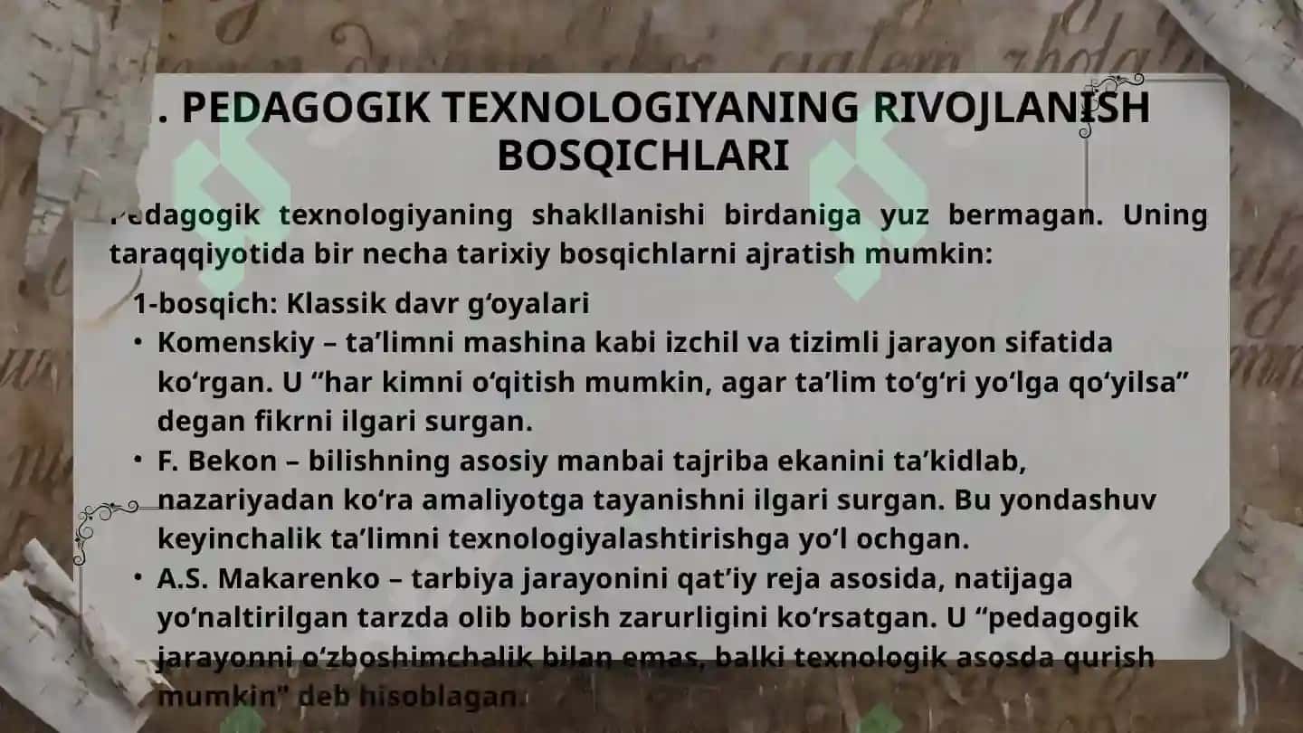 PEDAGOGIK OLIMLARNING "PEDAGOGIK TEXNOLOGIYA " RIVOJLANISHIDAGI QARASHLARI 4