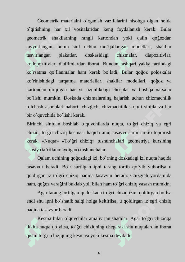 Boshlang’ich sinf o’quvchilarida geometrik tasavvurlarni shakllantirish metodlari. 6