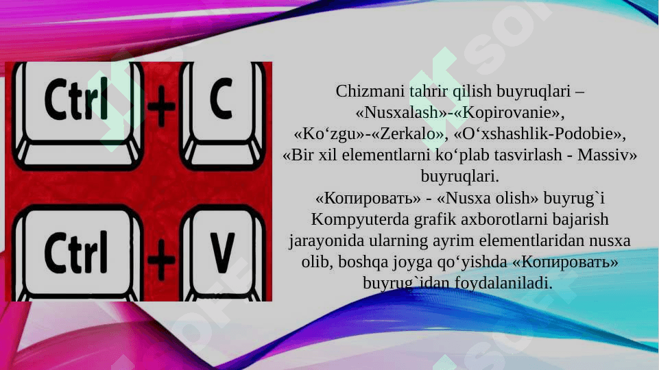 Chizmani tahrir qilish buyruqlarining algoritmlari 3