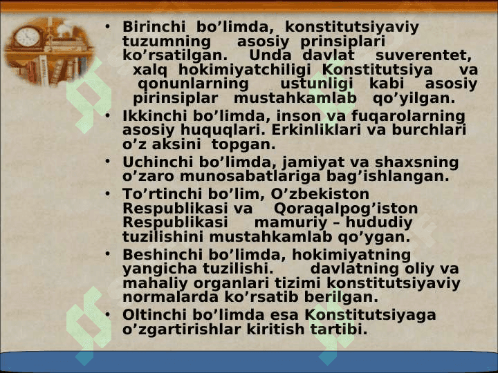 O’zbekiston respublikasi konstitutsiyasi va xorijiy konstitutsiyachilik tajribasi 4