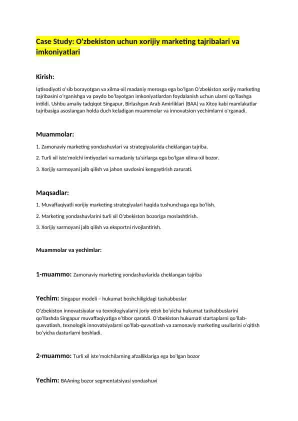 Marketing Keys: O'zbekiston uchun xorijiy marketing tajribalari va imkoniyatlari