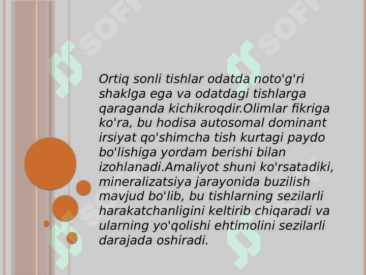 Ortiq sonli tishlar.Etiologiyasi, klinikasi, davolash usullari 3