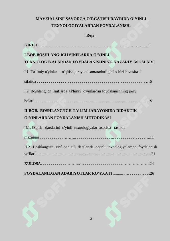 1-sinf savodga o’rgatish davrida o’yinli texnologiyalardan foydalanish. 2
