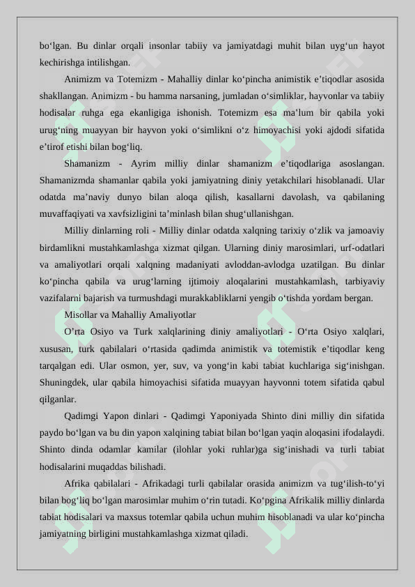 Urug’-qabila va milliy dinlari 4