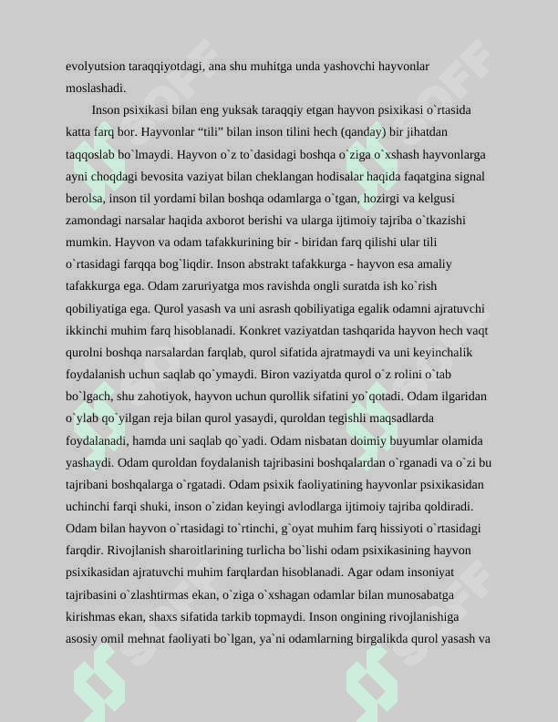 Psixikaning genetik taraqqiyotini Lentint boyicha psixik rivojlanishi bosqichini tayorlash. Tropizm turlari bo’yicha yozish hayvonlar bo’yicha malumot 6