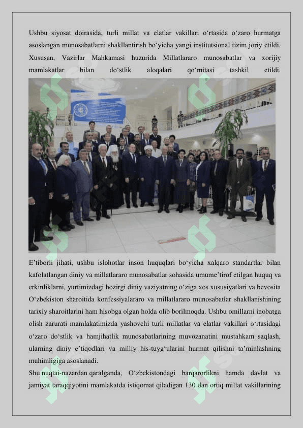 O’zbekistonda dinlararo va millatlar aro  munosabatlardagi  barqarorlikni ta’minlash borasidagi davlat siyosati 7