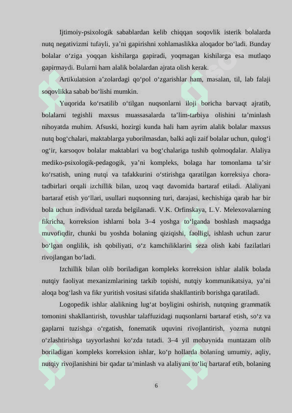 Motor alaliyali bolalarda so'z-bo'g'in tuzilishining buzilish xususiyatlari 6
