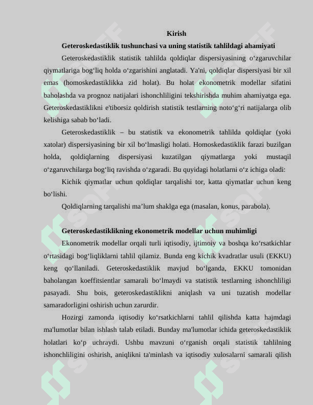 Geteroskedastiklik. Kirish. EKKUni baholashning oqibatlari 2