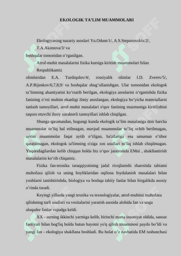EKOLOGIK TARBIYA, TA'LIM VA MADANIYAT 4