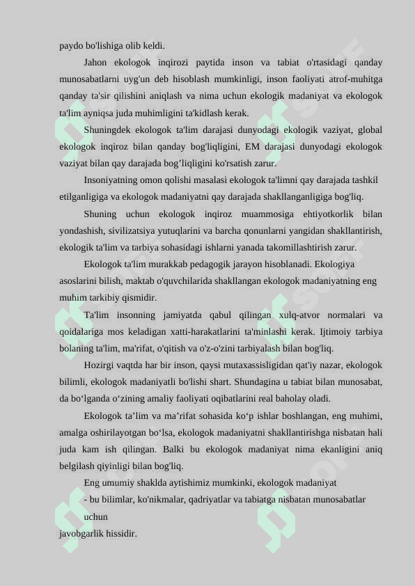 EKOLOGIK TARBIYA, TA'LIM VA MADANIYAT 5