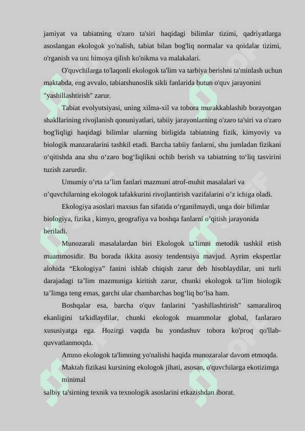 EKOLOGIK TARBIYA, TA'LIM VA MADANIYAT 8