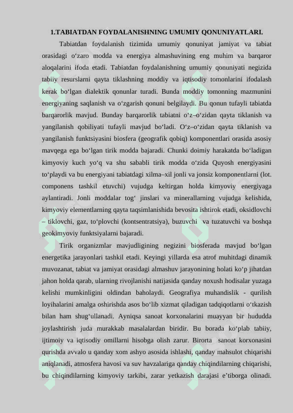 TABIATDAN  UNUMLI FOYDALANISH 2