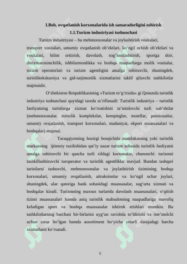 OVQATLANISH KORXONALARIDA ISH SAMARADORLIGINI OSHIRISH 5