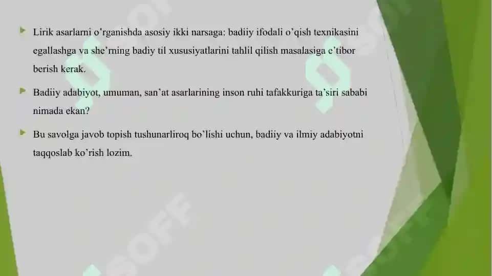 Adabiyot o'qitish metodikasida lirik asarlarni o'rganish 6