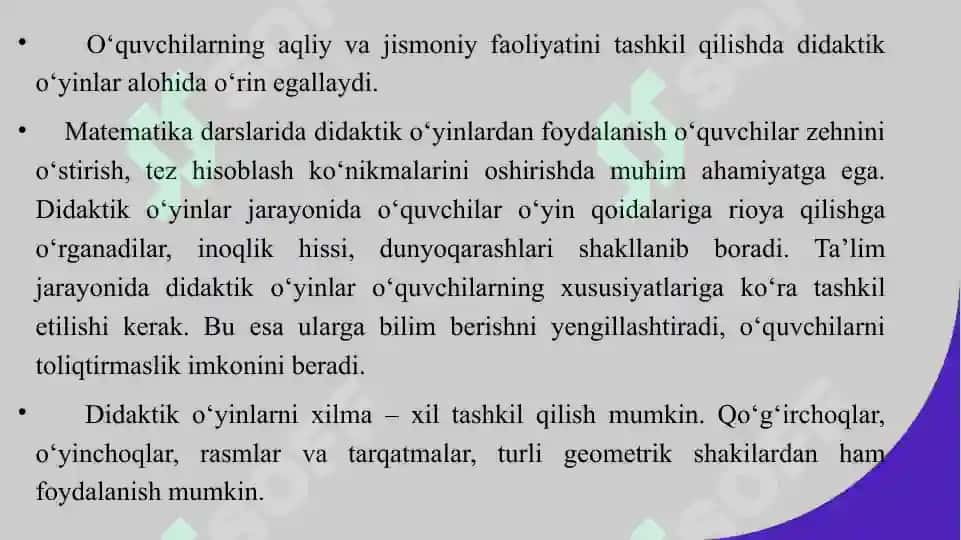 Sinfdan tashqari mashg‘ulotlarda didaktik o‘yinlarning ahamiyati, mazmuni ulardan foydalanish usull 6