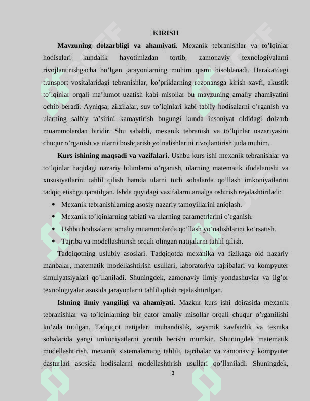 Mexanik tebranishlar va toʻlqinlar 3