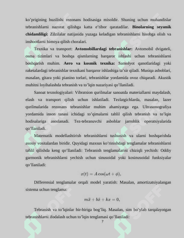 Mexanik tebranishlar va toʻlqinlar 7