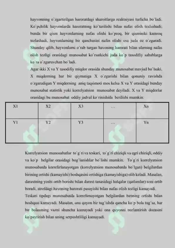 Belgilar o`rtasidagi bog`liqlikni baholash 2