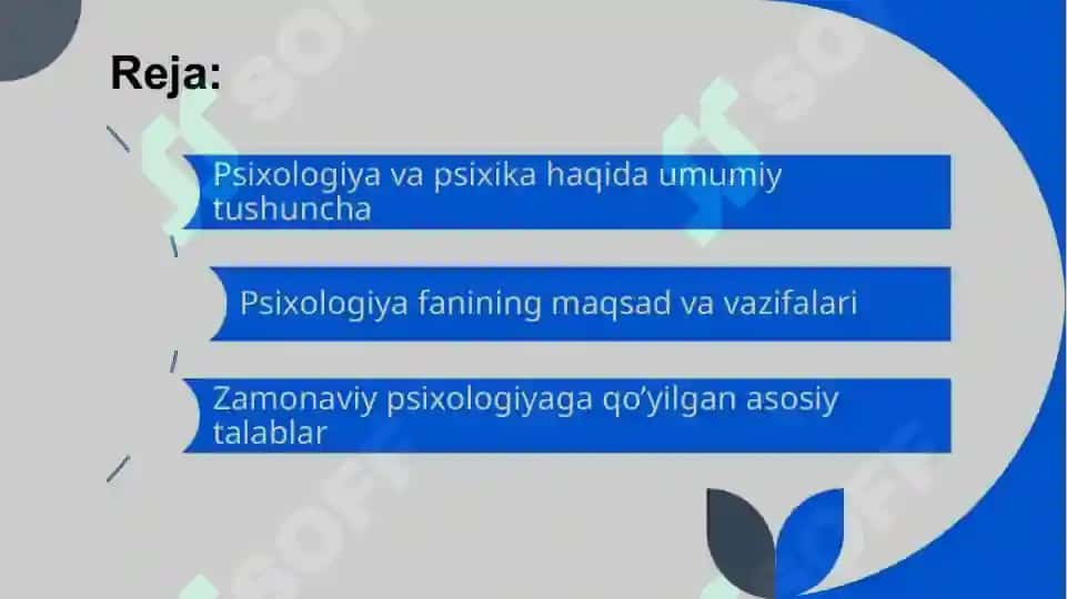 Umumiy psixologiyaning maqsadi, vazifalari va predmeti 2