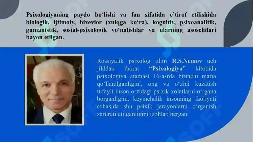 Umumiy psixologiyaning maqsadi, vazifalari va predmeti 6