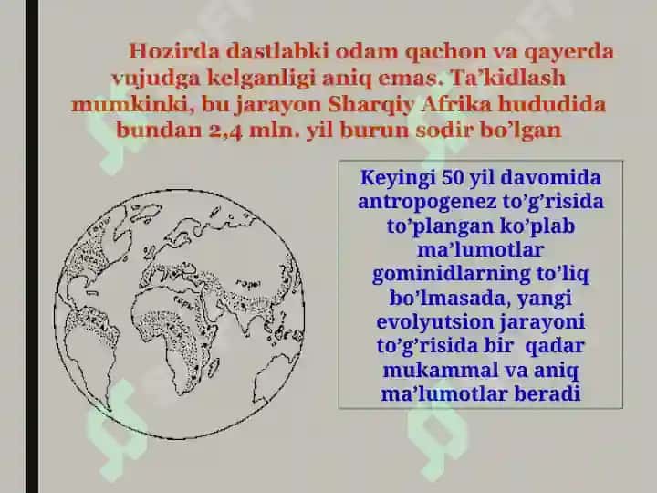 INSON EVOLUTSIYASI VA BIOLOGIK ANTROPOLOGIYA 6