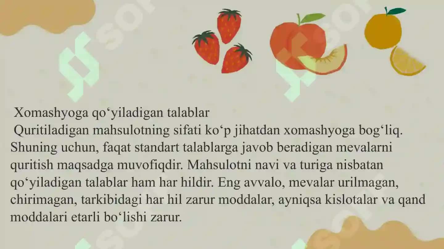 quritilgan meva olish uchun xom ashyoni hisoblash 2
