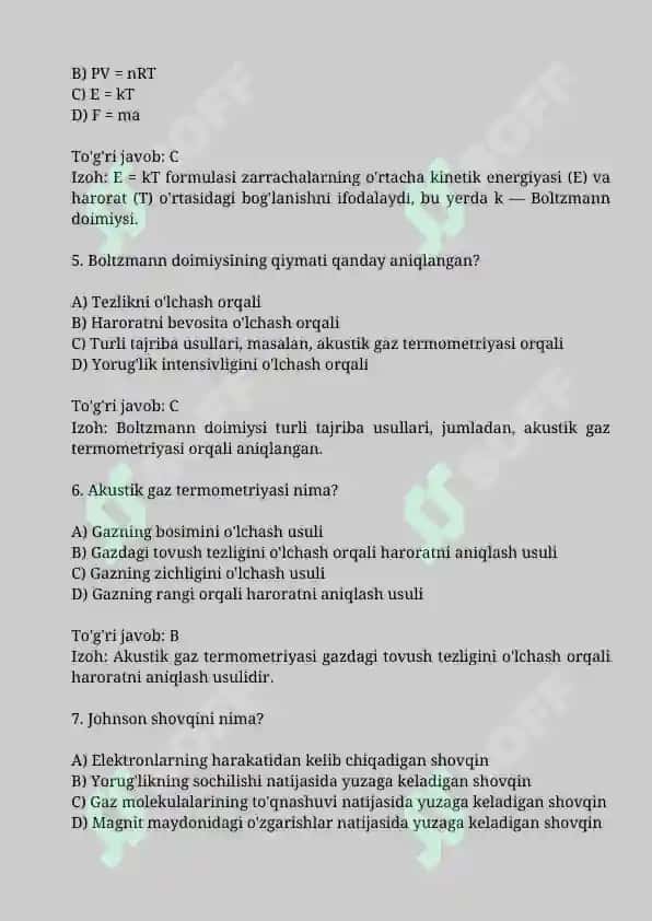 Bolsman doimiysini tajribada aniqlash. 2