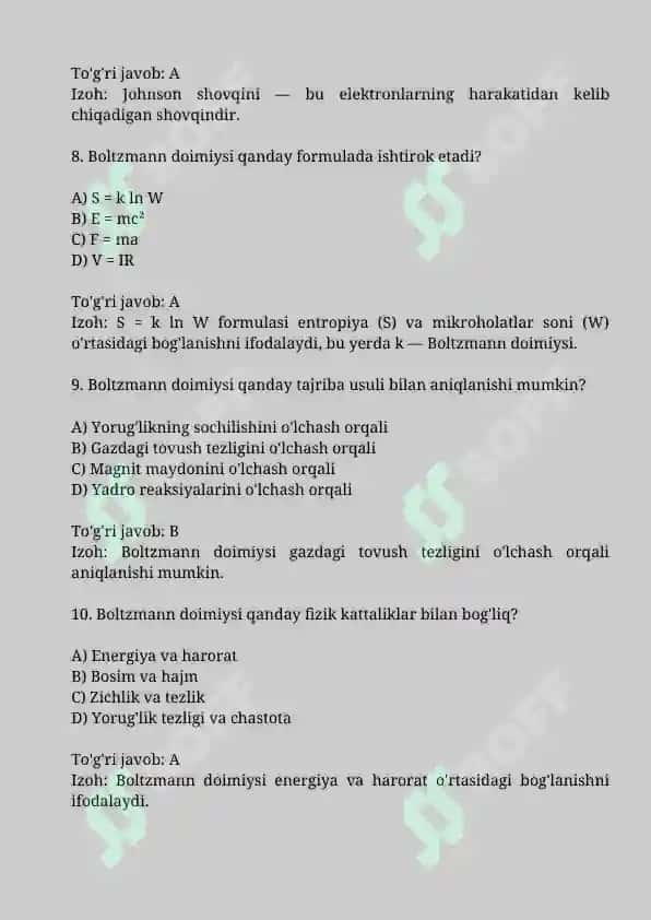 Bolsman doimiysini tajribada aniqlash. 3