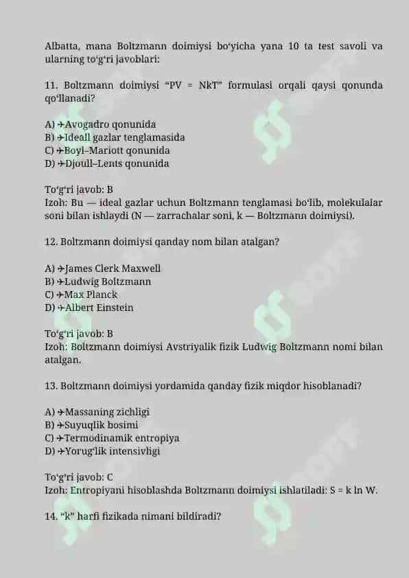Bolsman doimiysini tajribada aniqlash. 4