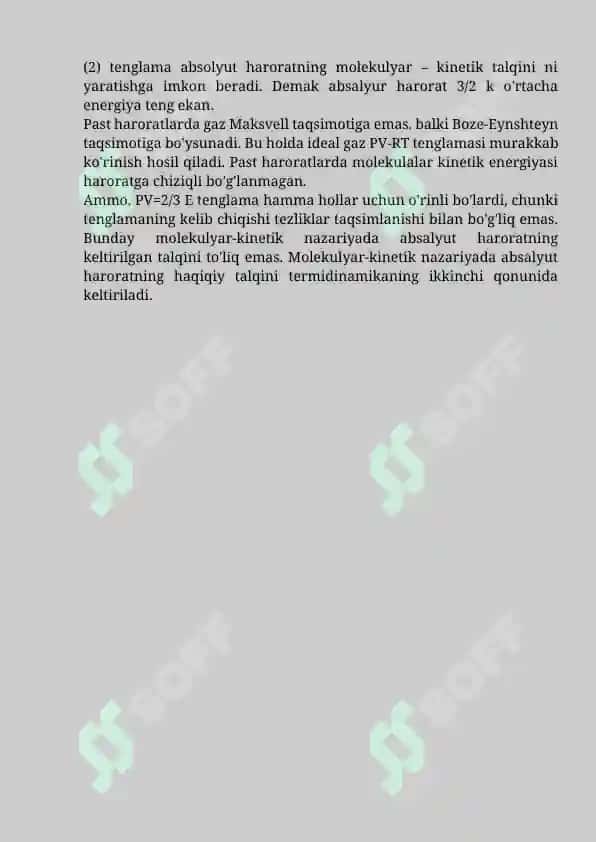 Bolsman doimiysi va bitta molekulaning kinetik energiyasi 2