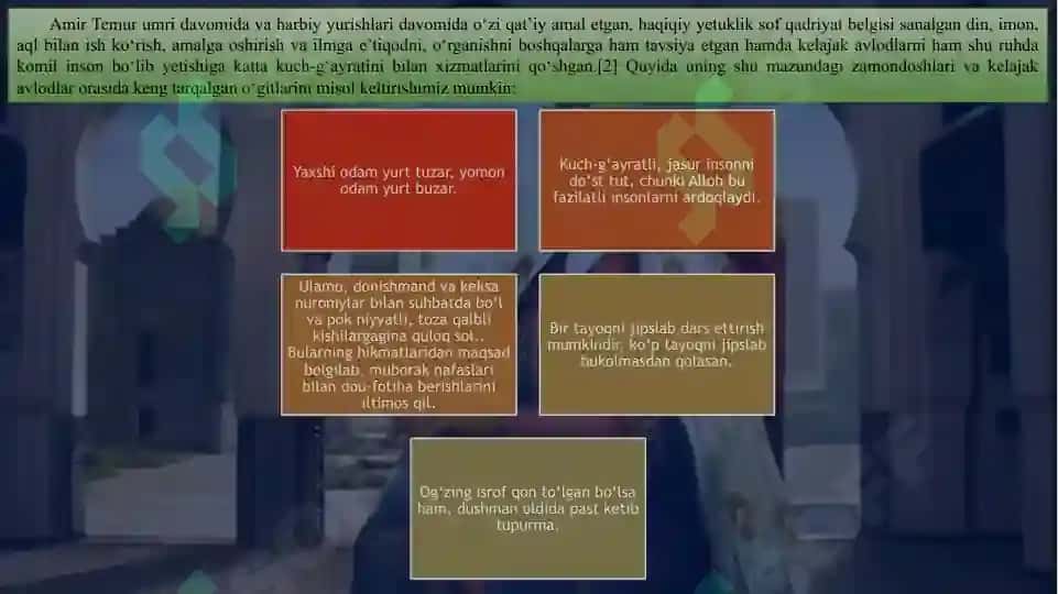 Amir Temur o‘gitlarining tarbiyaviy ahamiyati 8