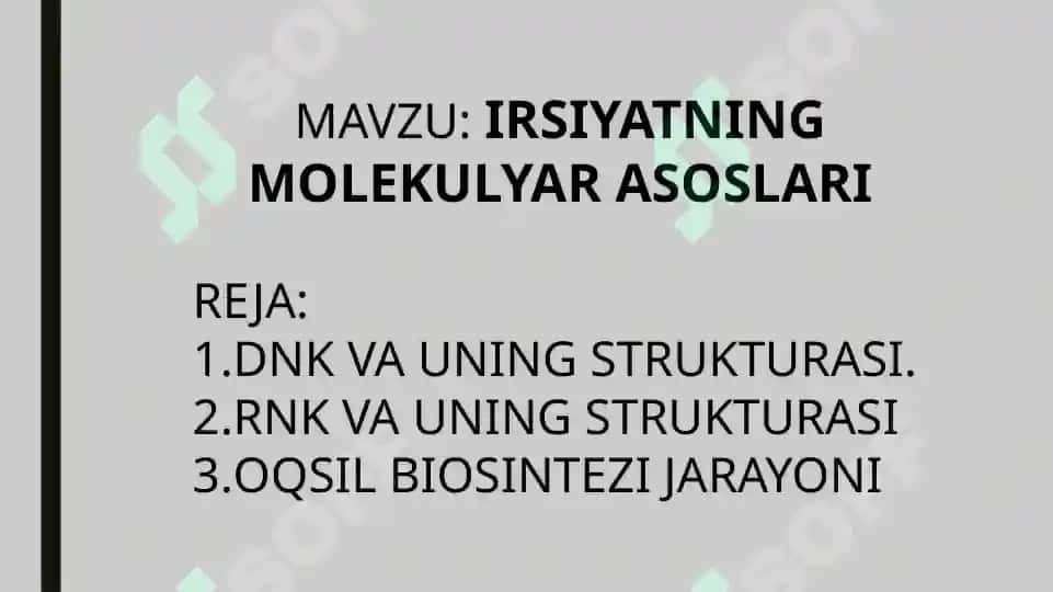 IRSIYATNING MOLEKULYAR ASOSLARI 2