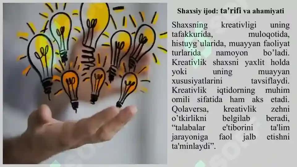 Shaxsiy ijod asoslari.Ijodiy fikrlash vositalari va usullari 3