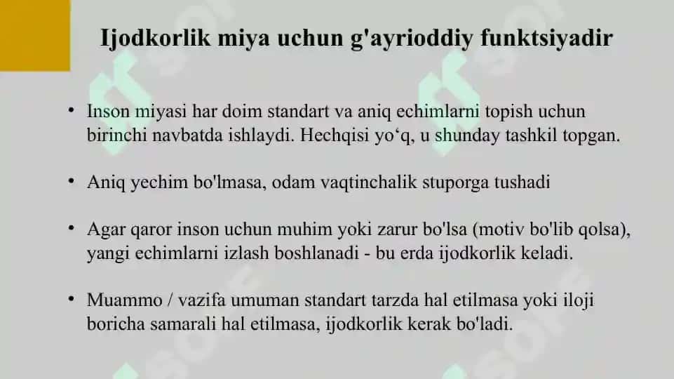 Shaxsiy ijod asoslari.Ijodiy fikrlash vositalari va usullari 8